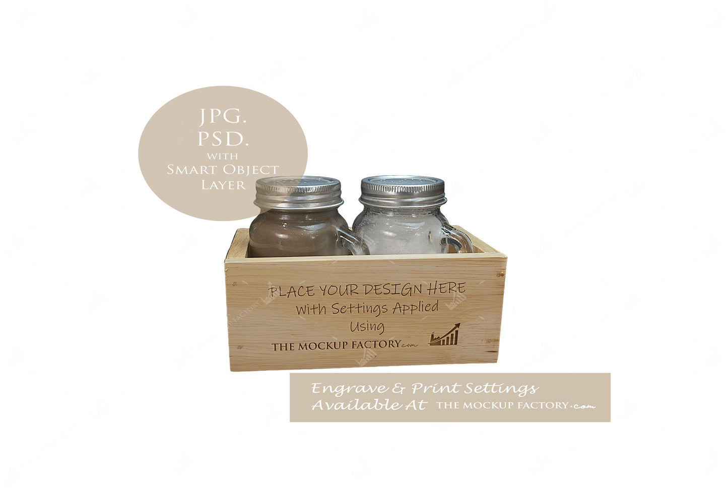 Rubberwood Storage Caddy Mockup PSD - Dark Vintage Style Mockup SET 2 - Smart Object Template with Smart Object - UK Product Mockup