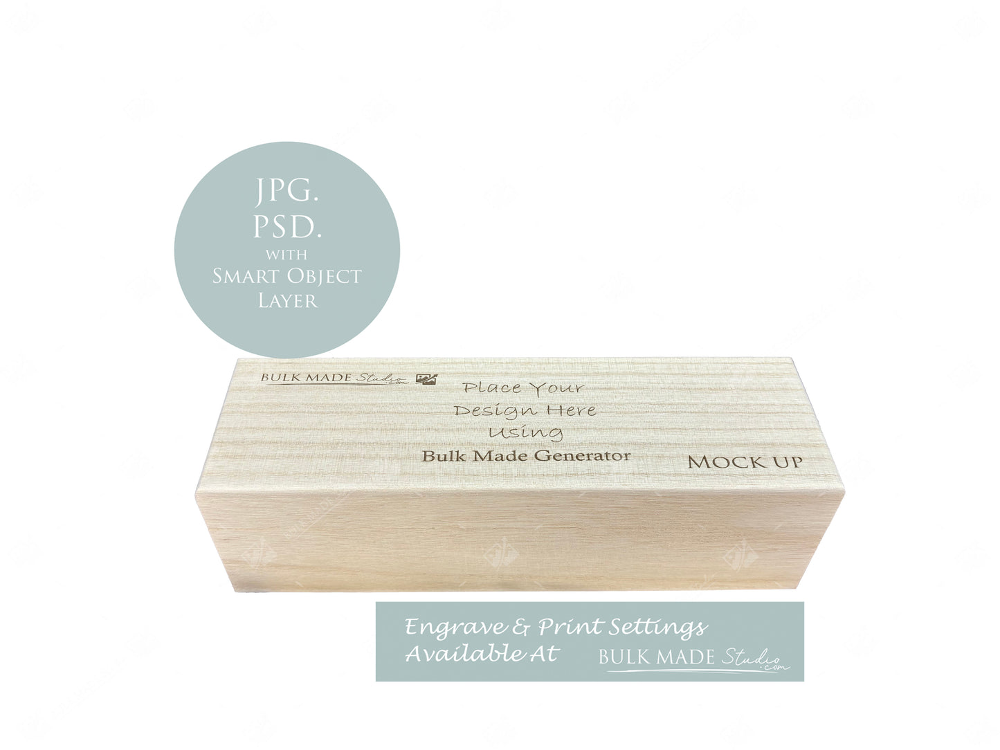 Wooden Pencil Case / Certificate Box Mockup - Print & Engraving - Scandi Pine - PSD Templates with Smart Object - UK Product Mockup