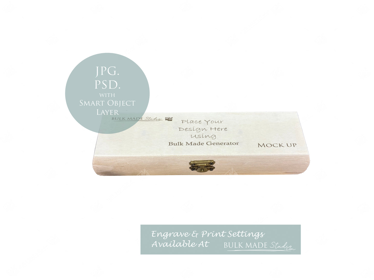 Rounded Corners Wooden Pencil Case Mockup - Print & Engraving - Scandi Pine - PSD Templates with Smart Object - UK Product Mockup