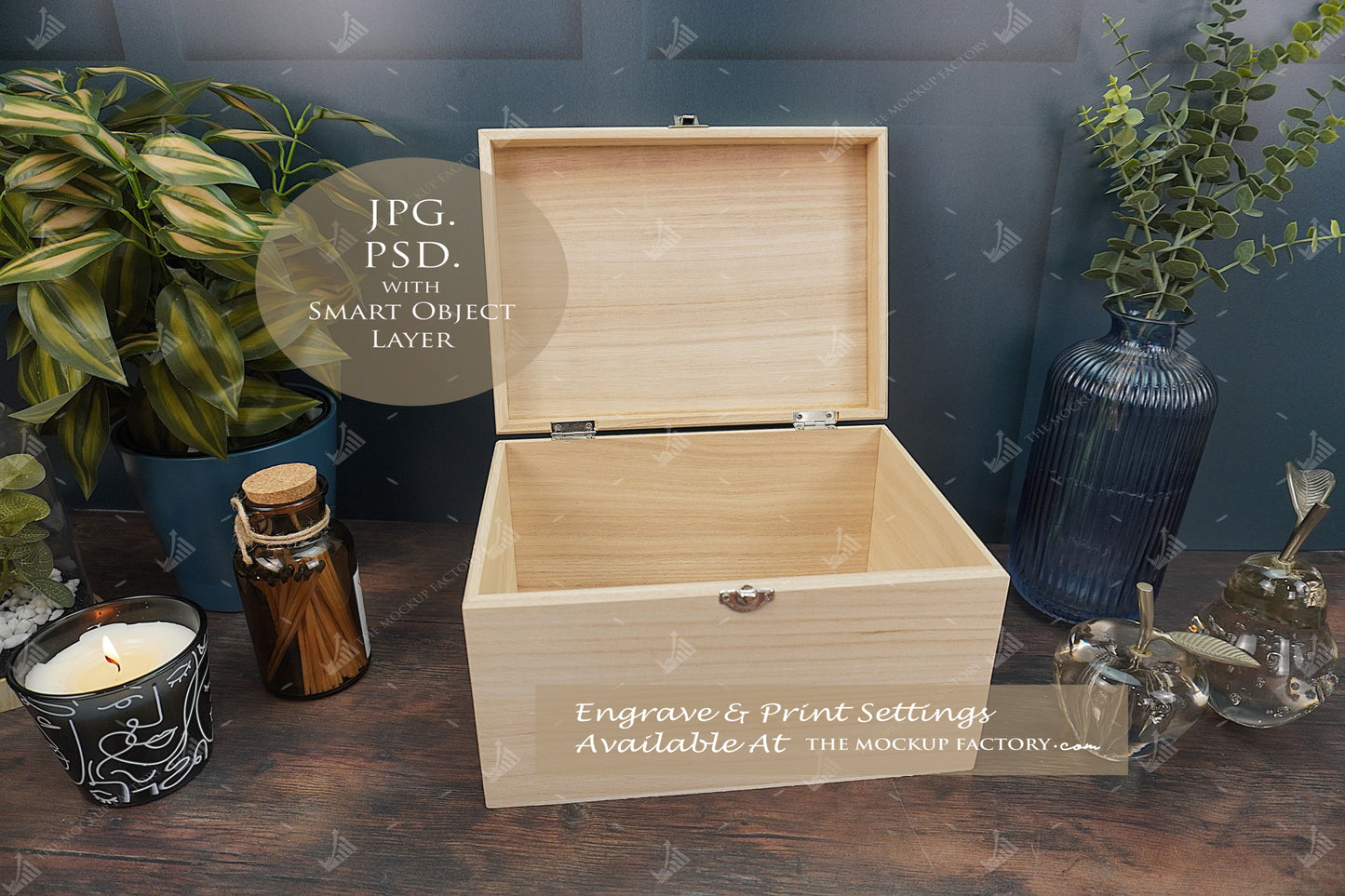 Rectangle Wooden Deep Box Mockup - Dark Vintage Styling - PSD Templates