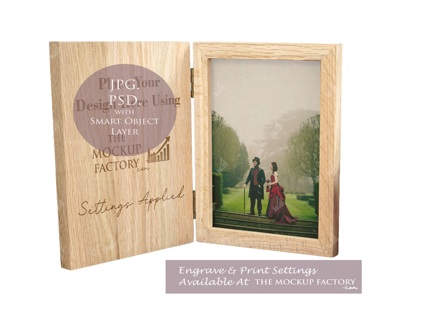 Oak Book Photo Frame Mockup PSD - Dark Gothic Style Mockup - Smart Object Template with Smart Object - UK Product Mockup