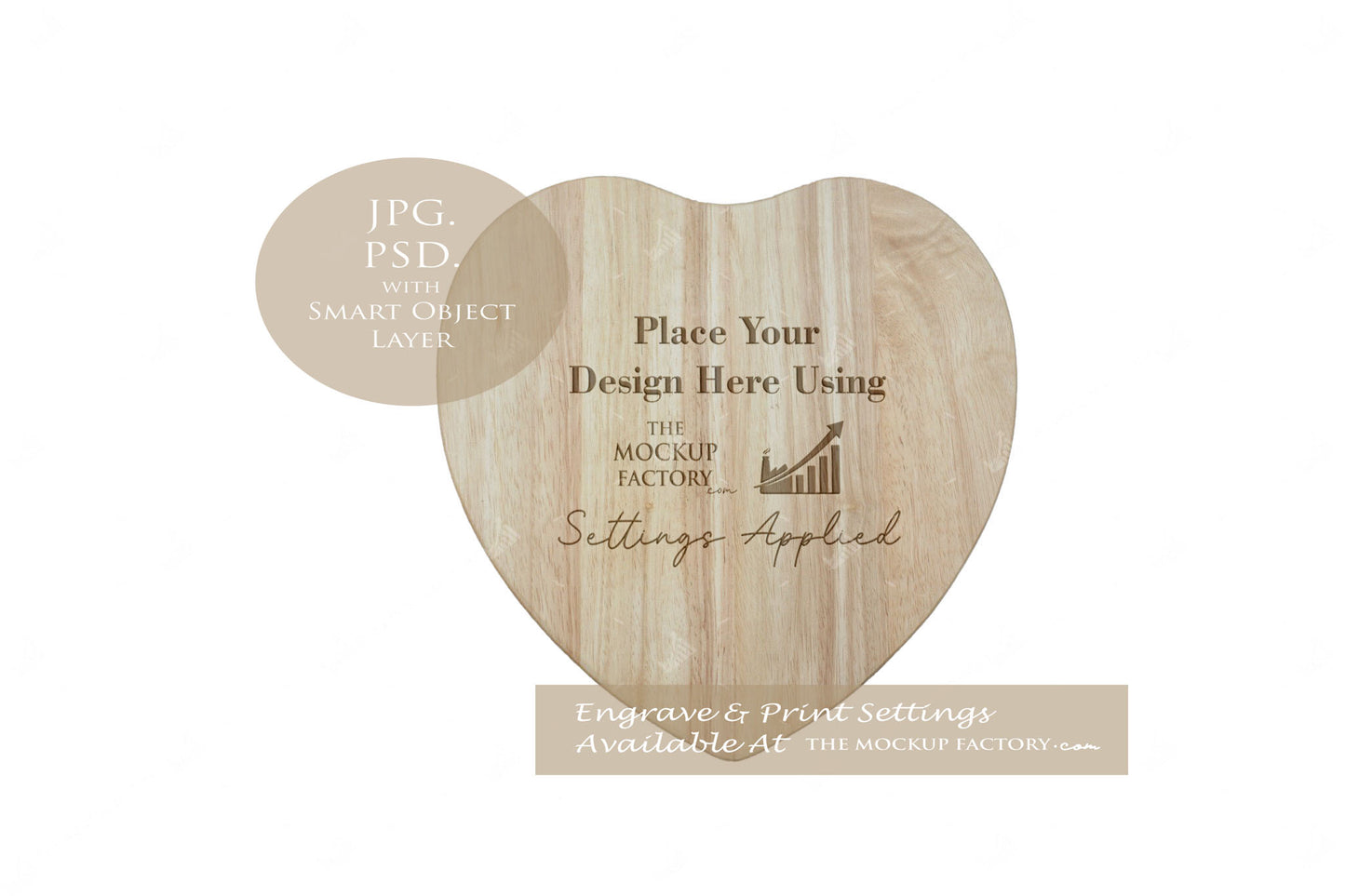 Heart Shape Rubberwood Chopping Board Mockup PSD - Natural Botanicals Style Mockup - Smart Object Template with Smart Object - UK Product Mockup