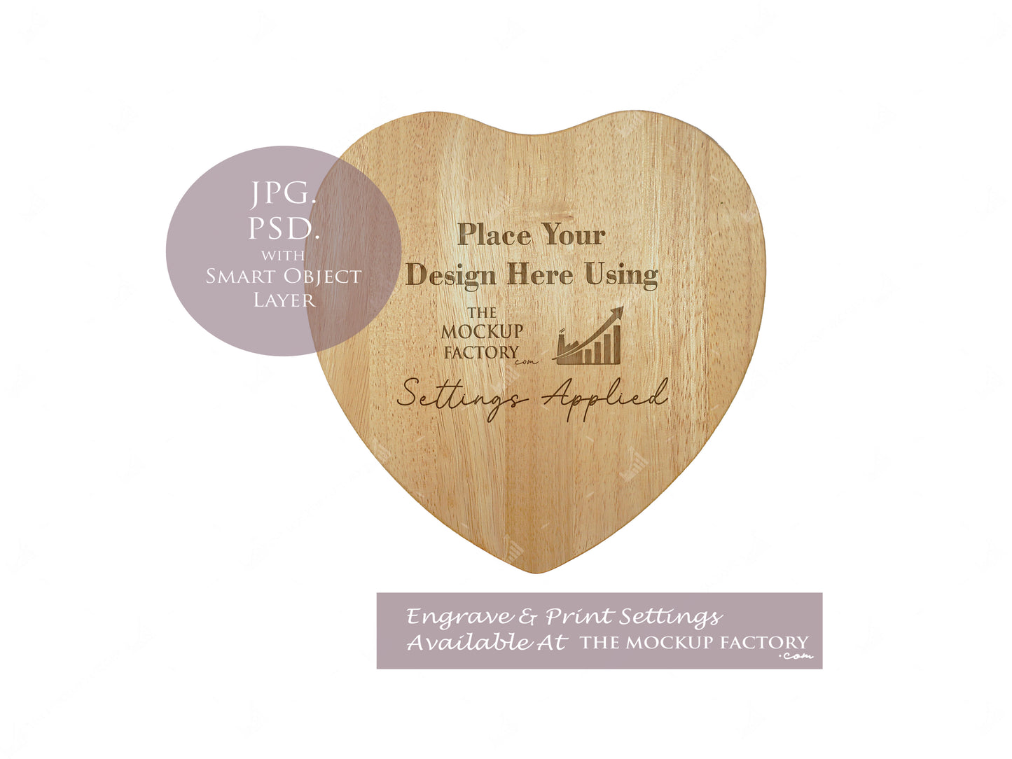 Heart Rubberwood Chopping Board Mockup PSD - Dark Gothic Style Mockup - Smart Object Template with Smart Object - UK Product Mockup