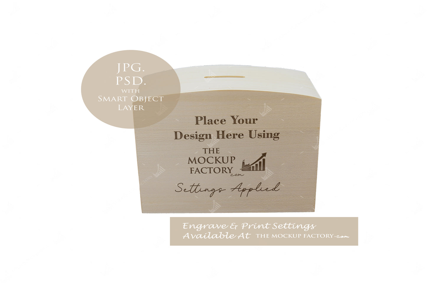 White Lacquered & Wooden Dome Money Box Mockup - Print - Dark Vintage - PSD Template with Smart Object - UK Product Mockup