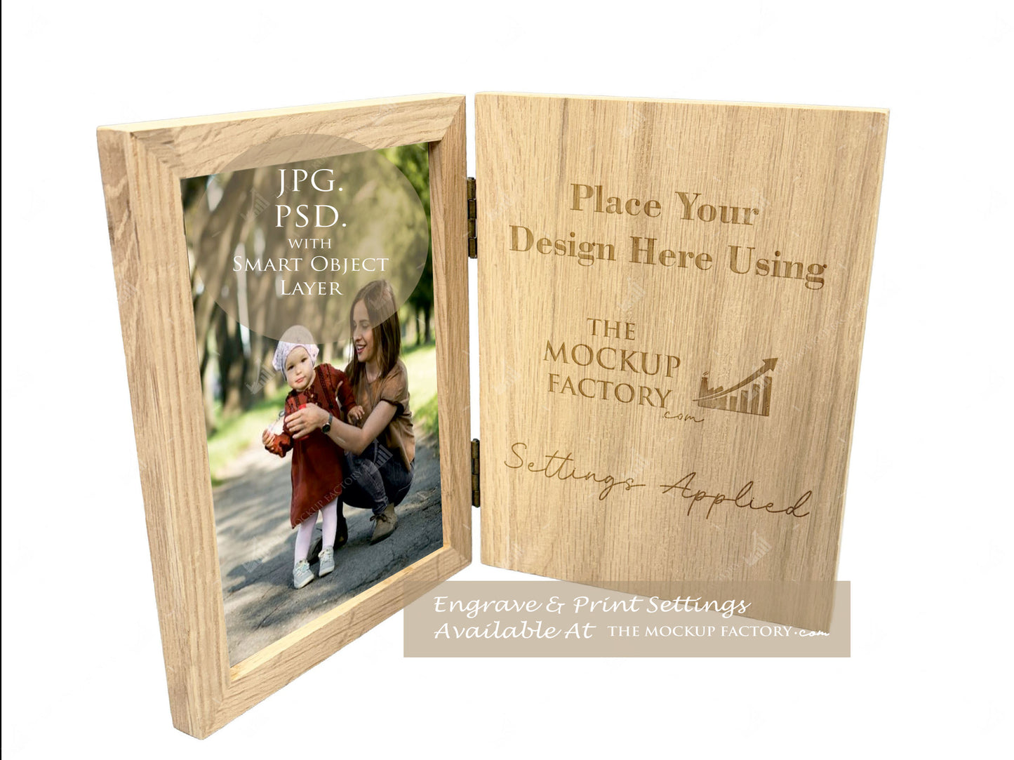 Oak Book Photo Frame Mockup - Dark Vintage Styling - PSD Templates with Smart Object - UK Product Mockup