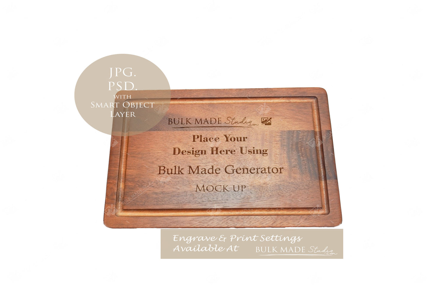 Acacia Rectangle Chopping Board Mockup PSD - Summer Floral Style Mockup - Smart Object Template with Smart Object - UK Product Mockup