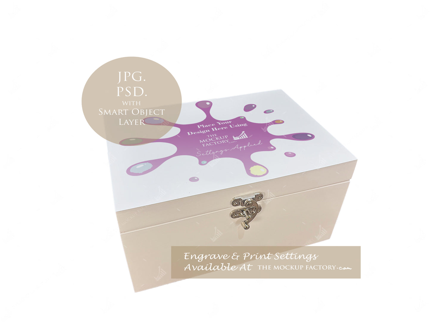 White Lacquered Luxury Rectangle Wooden Box Mockup - Printing - Dark Vintage Set 2- PSD Templates with Smart Object - UK Product Mockup