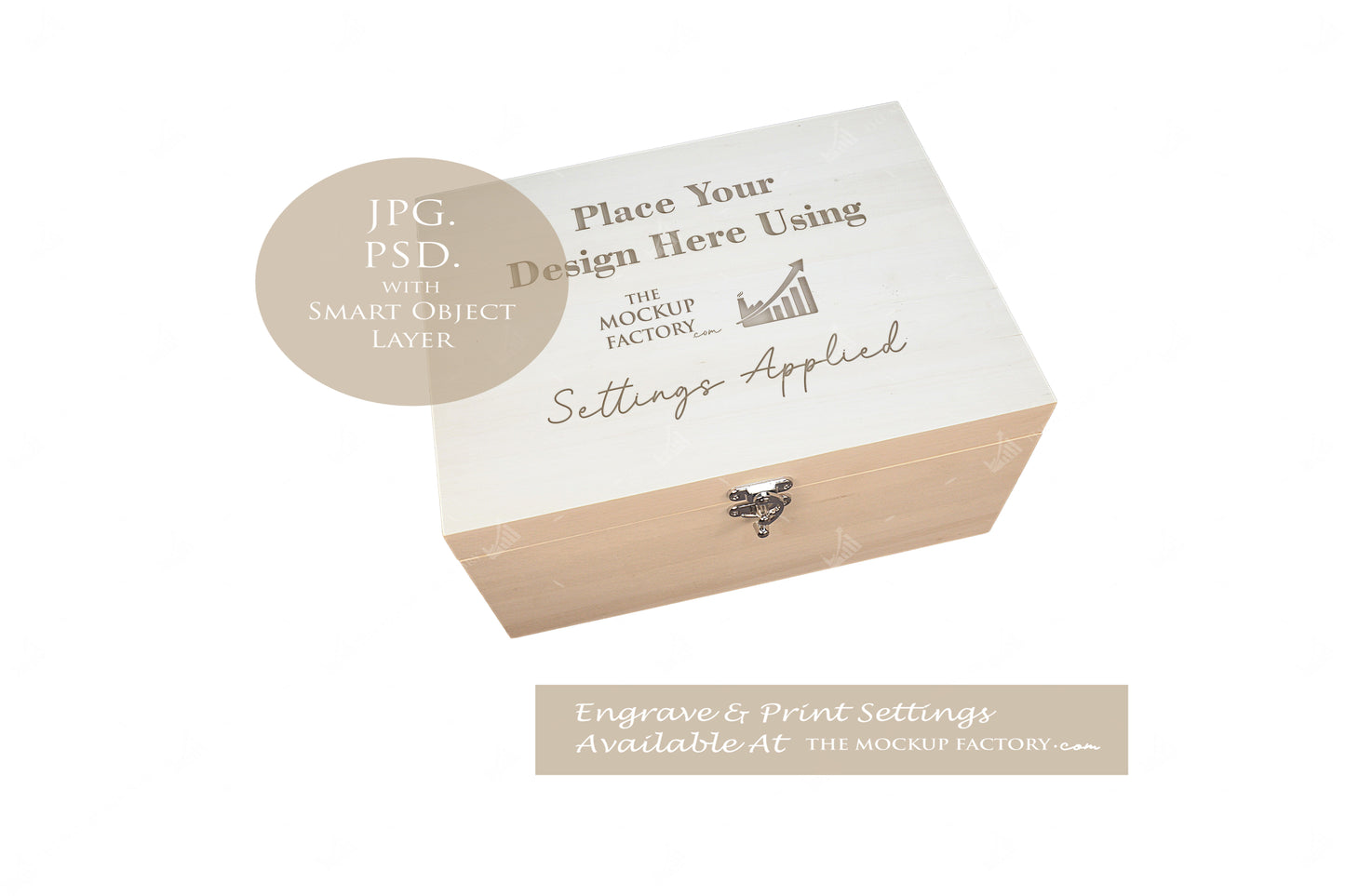 Poplar Luxury Rectangle Wooden Box Mockup PSD -Natural Botanicals Style Mockup - Smart Object Template with Smart Object - UK Product Mockup