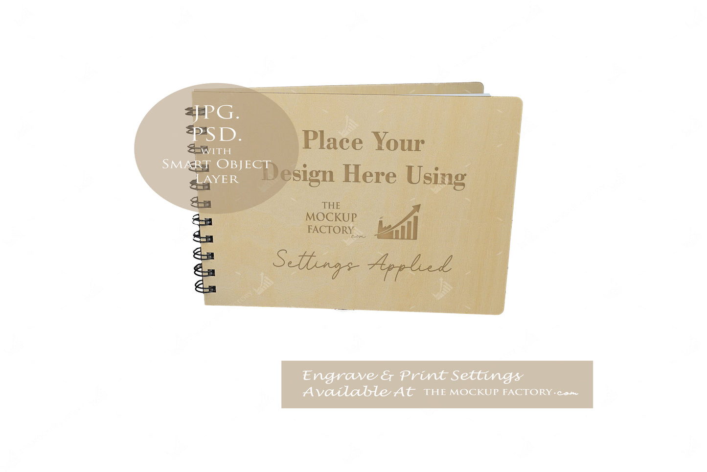 Plywood Notebook, Guest Book Mockup Landscape & Portrait Mockup PSD -Natural Botanicals Style Mockup - Smart Object Template with Smart Object - UK Product Mockup