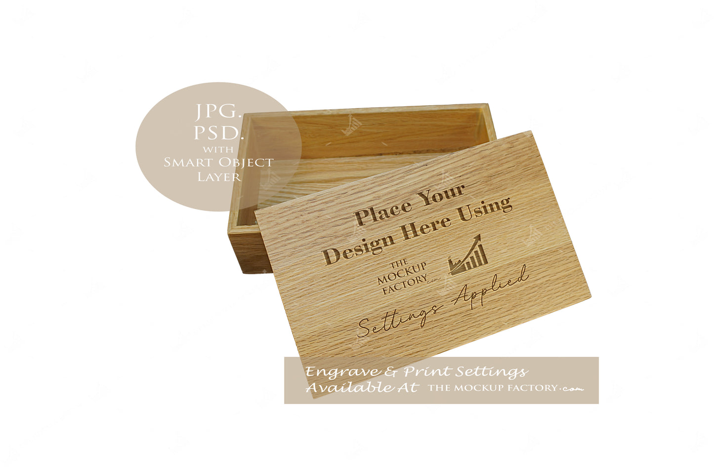 Oak Box Lift Off Lid Rectangle Mockup Bundle - Dark Vintage Styling - PSD Templates with Smart Object - UK Product Mockup