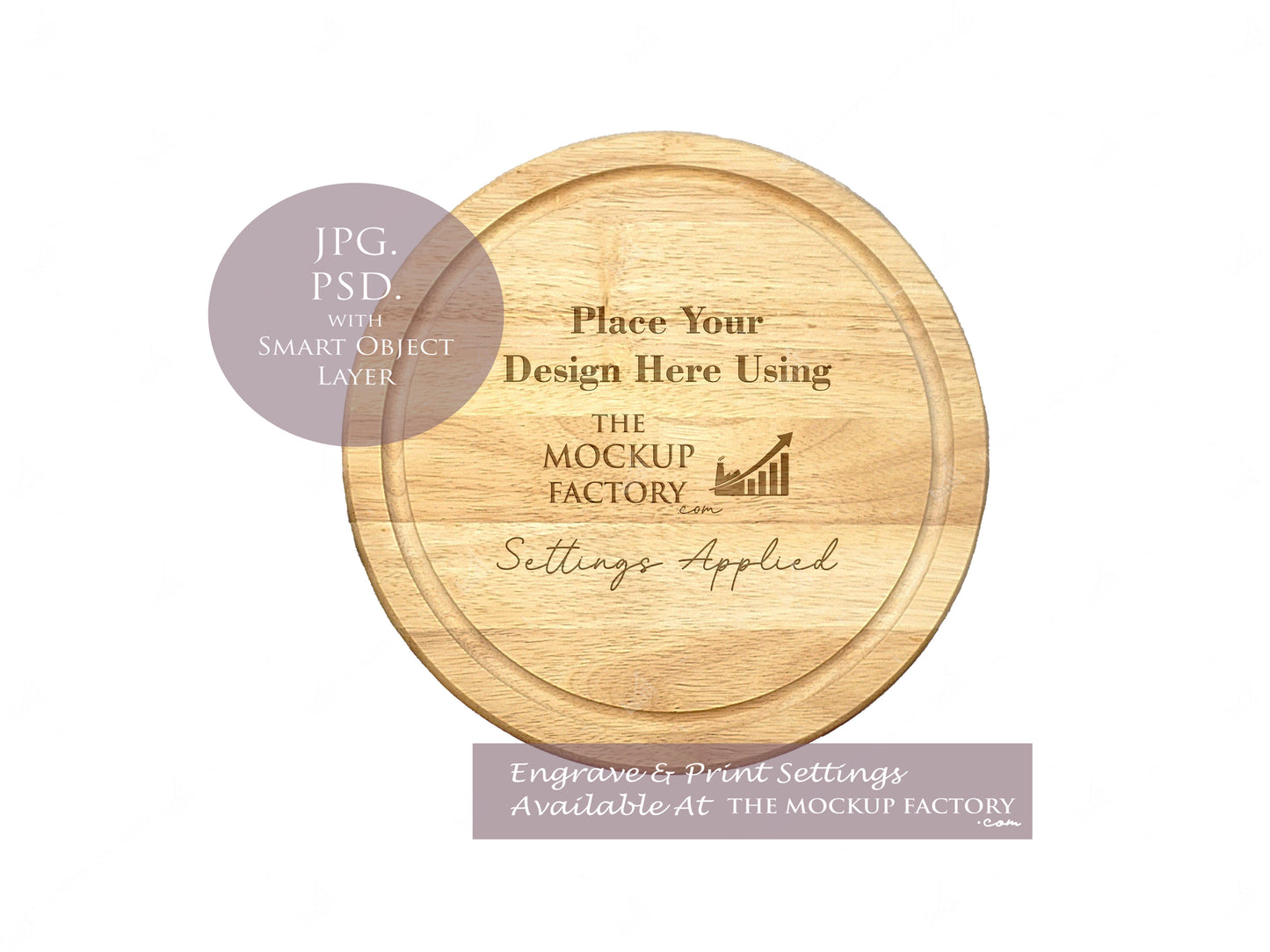 Round Rubberwood Chopping Board Mockup PSD - Dark Gothic Style Mockup - Smart Object Template with Smart Object - UK Product Mockup