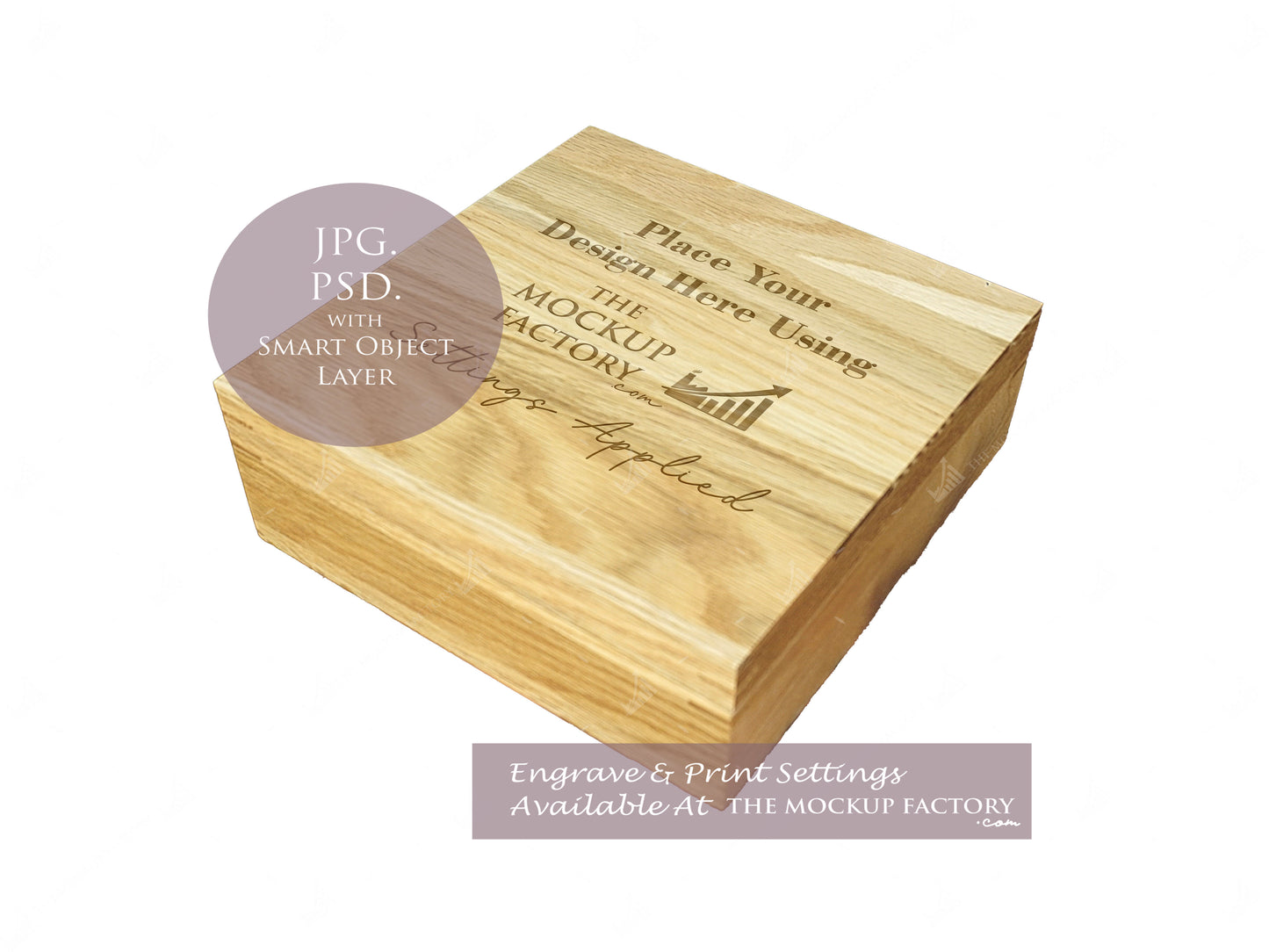 Oak Square Box Mockup PSD - Dark Gothic Style Mockup - Smart Object Template with Smart Object - UK Product Mockup