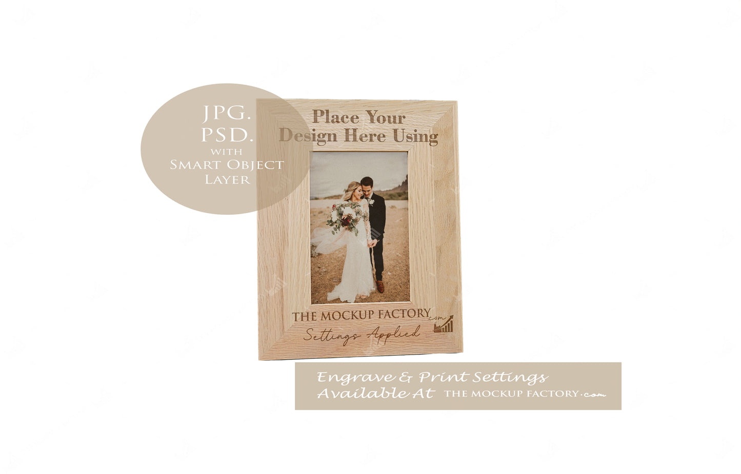 Portrait 6X4" Oak Photo Frame Mockup - Dark Vintage Styling - PSD Templates with Smart Object - UK Product Mockup