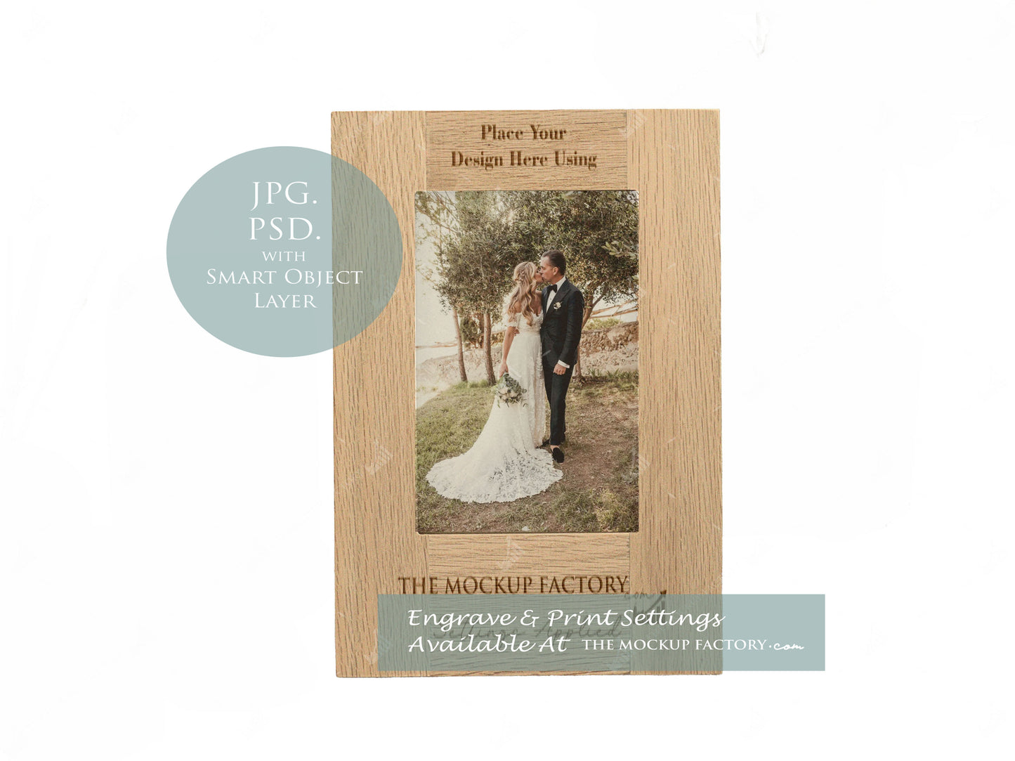 Oak Portrait Photo Frame Mockup - Print & Engraving -Natural Botanicals - PSD Templates with Smart Object - UK Product Mockup