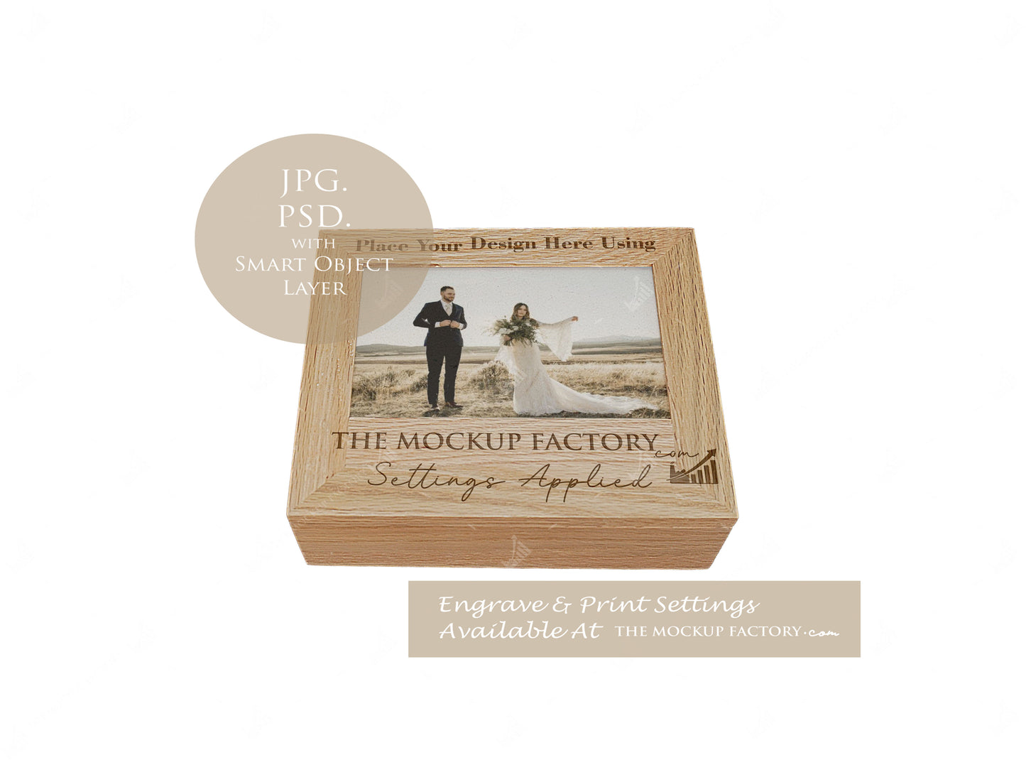 Oak Box Photo Frame Mockup - Dark Vintage Styling - PSD Templates with Smart Object - UK Product Mockup