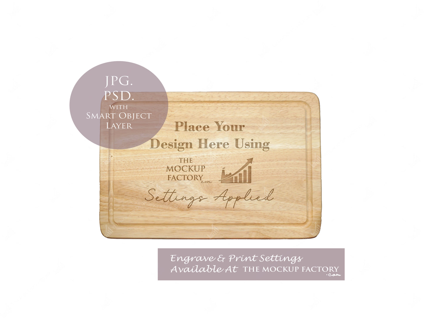 Rectangle Rubberwood Chopping Board Mockup PSD - Dark Gothic Style Mockup - Smart Object Template with Smart Object - UK Product Mockup