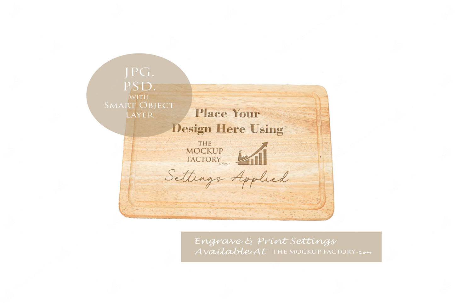 Rectangle Rubberwood Chopping Board Mockup PSD - Natural Botanicals Style Mockup - Smart Object Template with Smart Object - UK Product Mockup