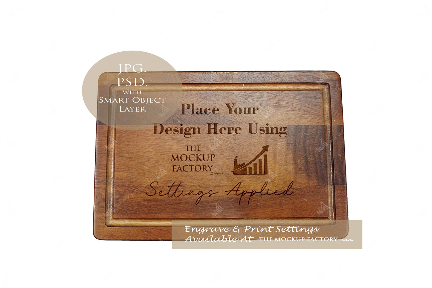 Acacia Rectangle Chopping Board Mockup Template - Dark Vintage Set 2 - PSD & JPG with Smart Object - UK Product Mockup