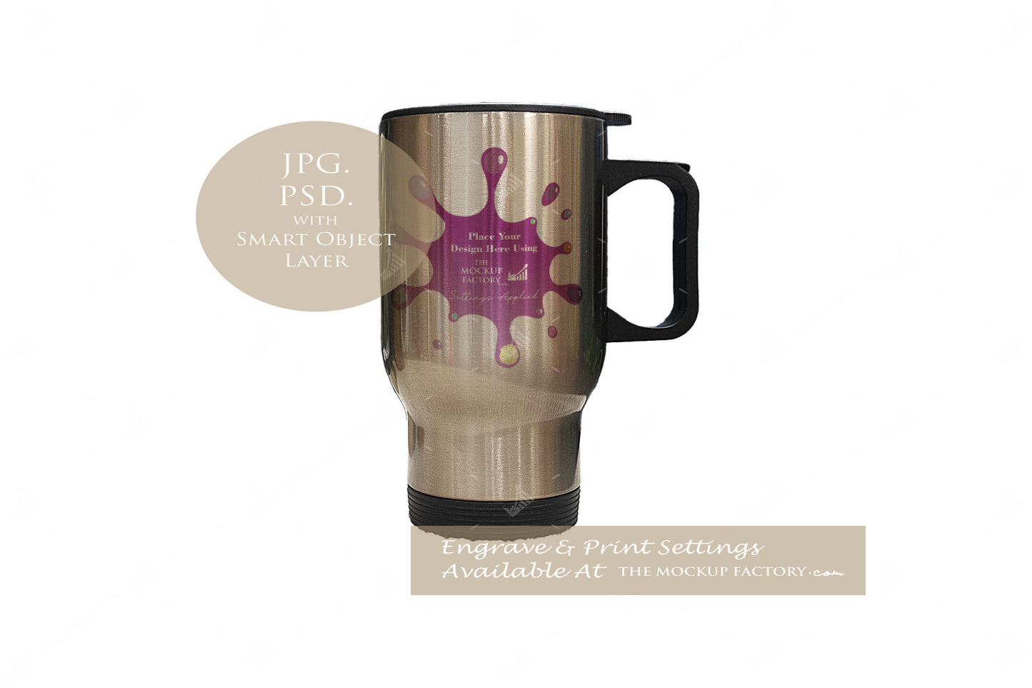 Travel Mug Sublimation Mockups - Various Styles- Dark Vintage - PSD Template with Smart Object - UK Product Mockup