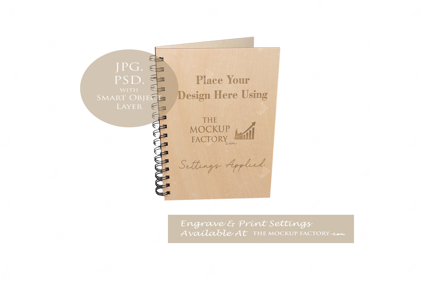 Notebooks, Guest Books, Journals Plywood A4 & A5 Mockup Bundle - Dark Vintage - PSD Template with Smart Object - UK Product Mockup