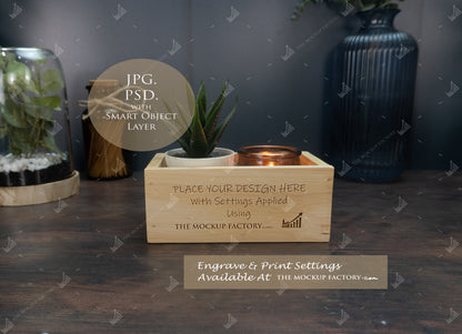 Rubberwood Storage Caddy Mockup Bundle PSD - Dark Vintage Style Mockup - Smart Object Template with Smart Object - UK Product Mockup