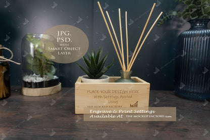 Rubberwood Storage Caddy Mockup Bundle PSD - Dark Vintage Style Mockup - Smart Object Template with Smart Object - UK Product Mockup