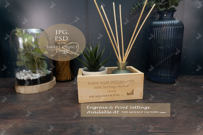 Rubberwood Storage Caddy Mockup Bundle PSD - Dark Vintage Style Mockup - Smart Object Template with Smart Object - UK Product Mockup
