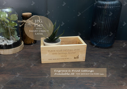 Rubberwood Storage Caddy Mockup Bundle PSD - Dark Vintage Style Mockup - Smart Object Template with Smart Object - UK Product Mockup