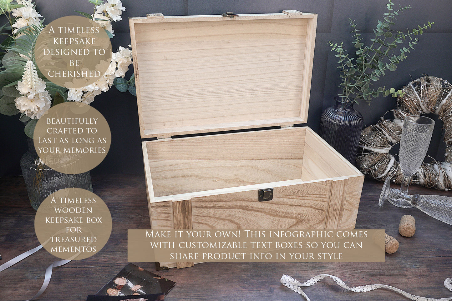 Rustic Burnt Finish Rectangle Chest Box Mockup Bundle - Dark Vintage Styling - PSD Templates with Smart Object - UK Product Mockup
