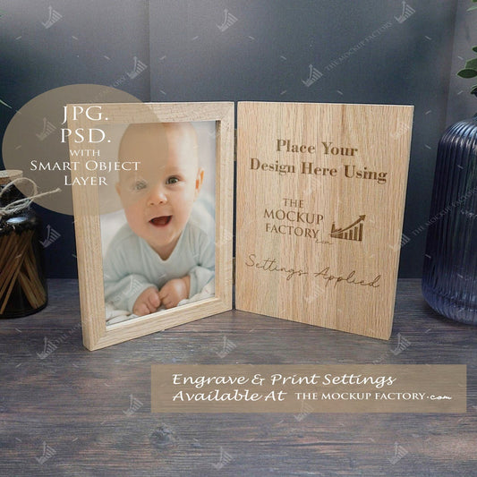 Oak Book Photo Frame Mockup - Dark Vintage Styling - PSD Templates with Smart Object - UK Product Mockup