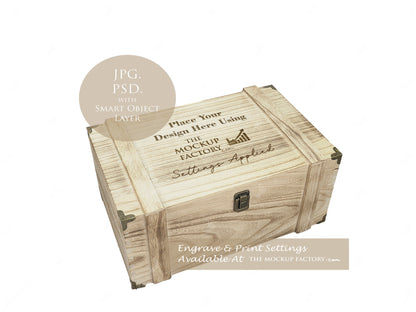Rustic Burnt Finish Rectangle Chest Box Mockup Bundle PSD -Natural Botanicals Style Mockup - Smart Object Template with Smart Object - UK Product Mockup