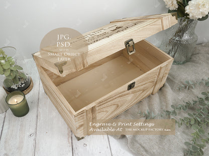 Rustic Burnt Finish Rectangle Chest Box Mockup Bundle PSD -Natural Botanicals Style Mockup - Smart Object Template with Smart Object - UK Product Mockup