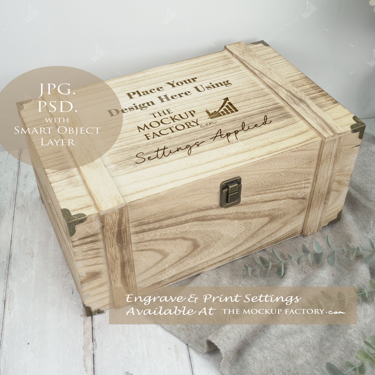Rustic Burnt Finish Rectangle Chest Box Mockup Bundle PSD -Natural Botanicals Style Mockup - Smart Object Template with Smart Object - UK Product Mockup