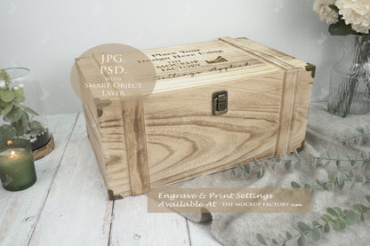 Rustic Burnt Finish Rectangle Chest Box Mockup Bundle PSD -Natural Botanicals Style Mockup - Smart Object Template with Smart Object - UK Product Mockup