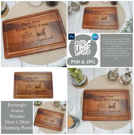 Acacia Rectangle Chopping Board Mockup Bundle PSD - Natural Botanicals Style Mockup - Smart Object Template with Smart Object - UK Product Mockup