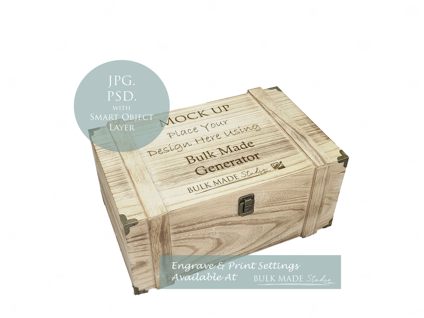 Rustic Burnt Finish Rectangle Chest Box Mockup Bundle - Engrave or Print - Scandi Pine - PSD Templates with Smart Object - UK Product Mockup