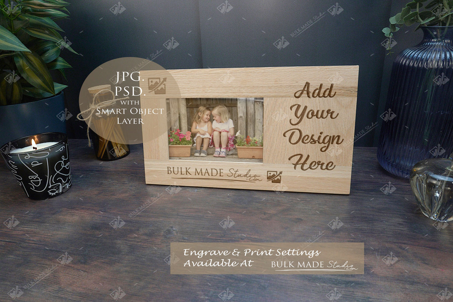 PHOTOS NEED RETAKING Long Oak Book Photo Frame Mockup Bundle - Dark Vintage Styling - PSD Templates with Smart Object - UK Product Mockup