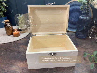 Poplar Luxury Rectangle Box Mockup SET 1 Bundle - Print or Engrave - Dark Vintage - PSD Templates with Smart Object - UK Product Mockup