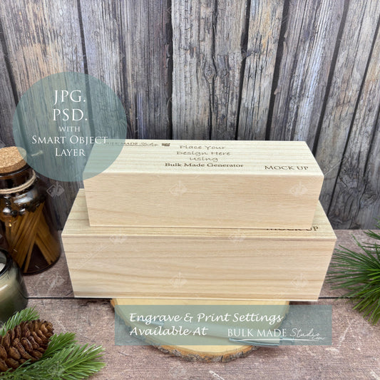 Wooden Pencil Case / Certificate Box Mockup - Print & Engraving  - Scandi Pine - PSD Templates with Smart Object - UK Product Mockup
