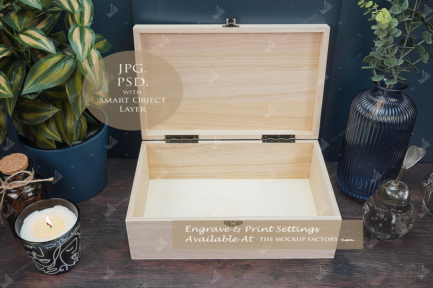 Rectangle Wooden Paulownia Box Mockup Bundle - Dark Vintage Styling - PSD Templates with Smart Object - UK Product Mockup