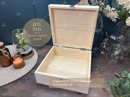 Poplar Luxury Square Wooden Box Mockup Bundle - Engrave or Print - Dark Vintage - PSD Templates with Smart Object - UK Product Mockup