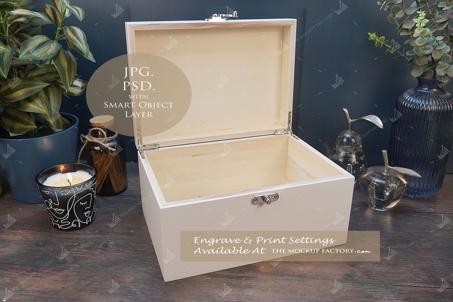 White Lacquered Luxury Rectangle Wooden Box Mockup Bundle - Printing - Dark Vintage Set 1- PSD Templates with Smart Object - UK Product Mockup