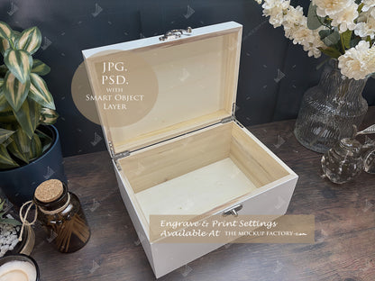 White Lacquered Luxury Rectangle Wooden Box Mockup Bundle - Printing - Dark Vintage Set 1- PSD Templates with Smart Object - UK Product Mockup