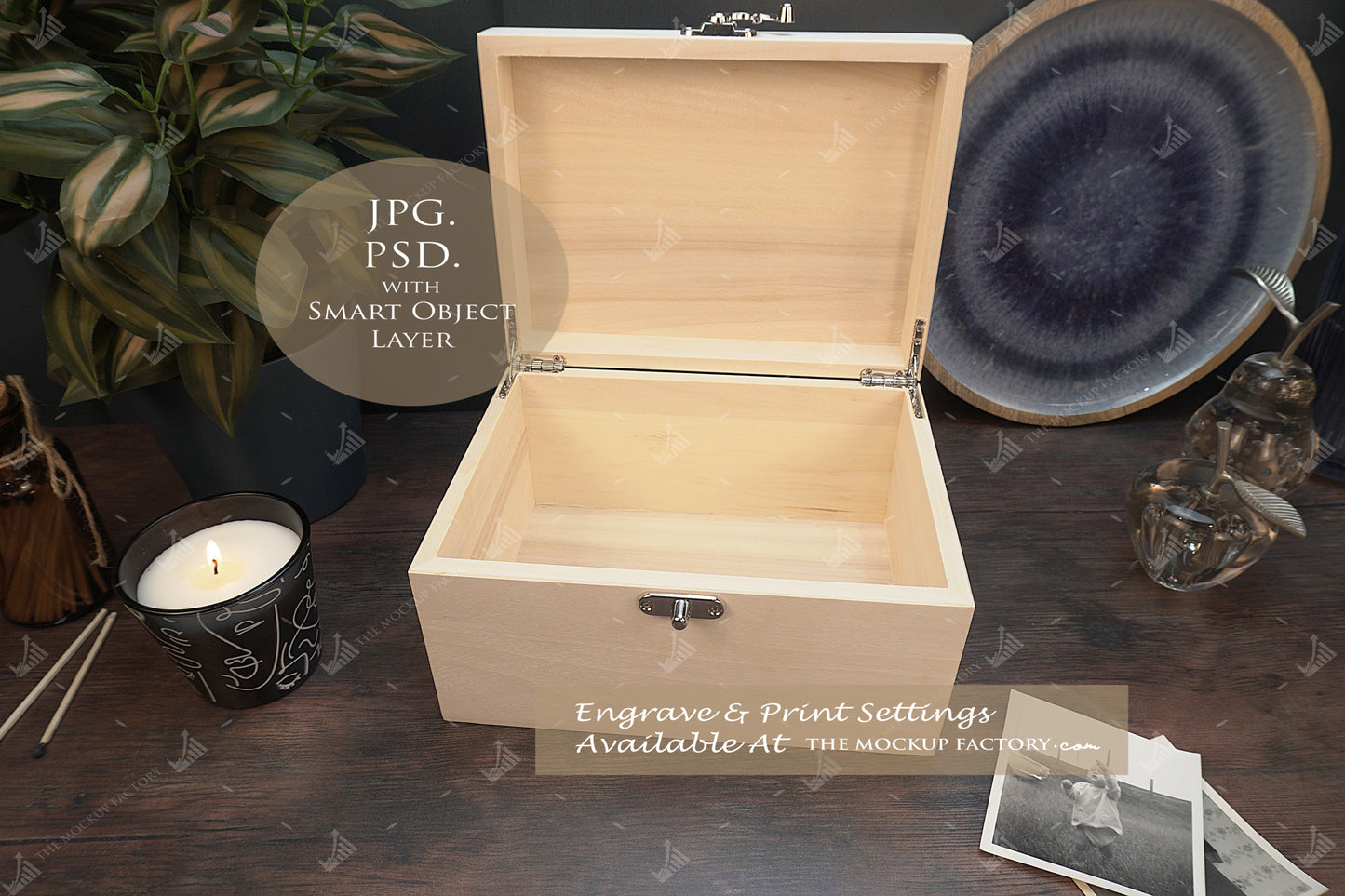 Poplar Luxury Rectangle Box Mockup Bundle - Engrave or Print - Dark Vintage - PSD Templates with Smart Object - UK Product Mockup