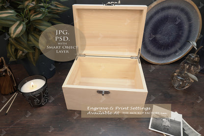 Poplar Luxury Rectangle Box Mockup Bundle - Engrave or Print - Dark Vintage - PSD Templates with Smart Object - UK Product Mockup