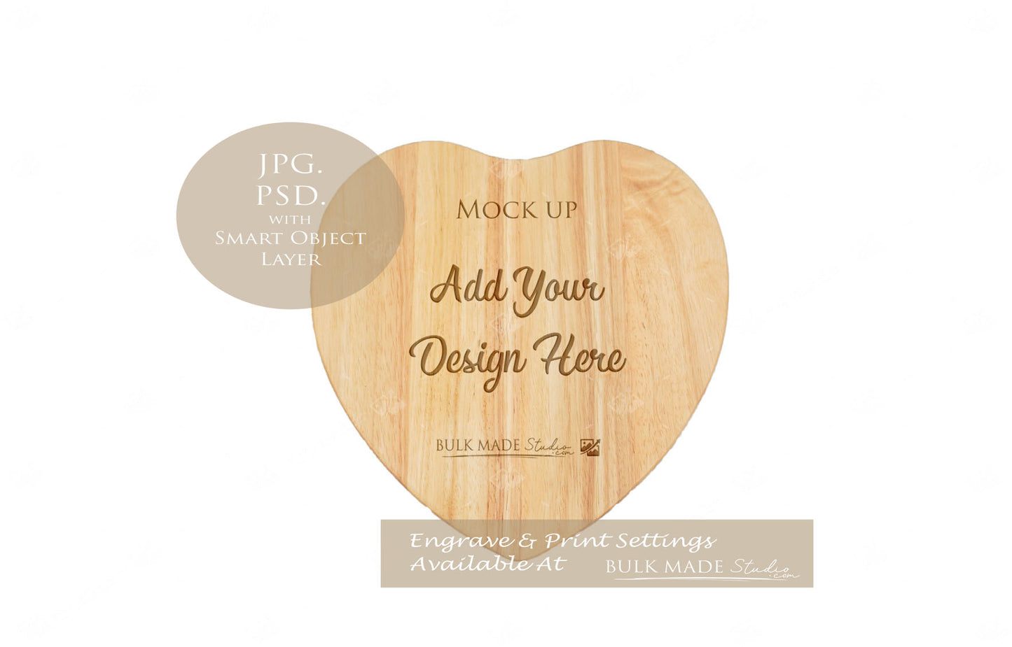 Heart Rubberwood Chopping Board Mockup PSD Bundle - Summer Floral Style Mockup - Smart Object Template with Smart Object - UK Product Mockup