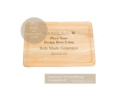 Rectangle Rubberwood Chopping Board Mockup PSD Bundle - Summer Floral Style Mockup - Smart Object Template with Smart Object - UK Product Mockup