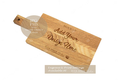 Oak Handled Paddle Chopping Board Mockup PSD Bundle - Summer Floral Style Mockup - Smart Object Template with Smart Object - UK Product Mockup