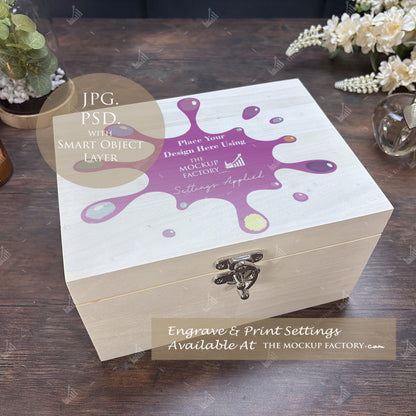 Poplar Luxury Rectangle Box Mockup SET 1 Bundle - Print or Engrave - Dark Vintage - PSD Templates with Smart Object - UK Product Mockup