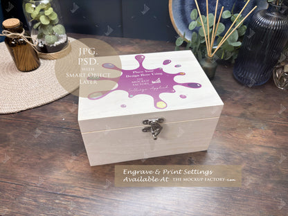 Poplar Luxury Rectangle Box Mockup SET 1 Bundle - Print or Engrave - Dark Vintage - PSD Templates with Smart Object - UK Product Mockup